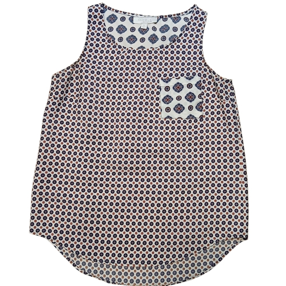 Olive & Oak Blue and Orange Patterned Top